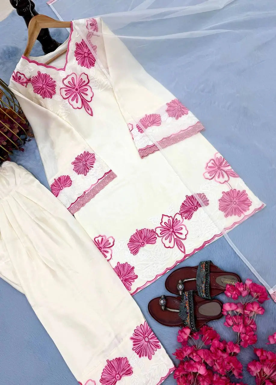 Embroidered Farshi Palazzo Suit Set for Festive and Family Occasions