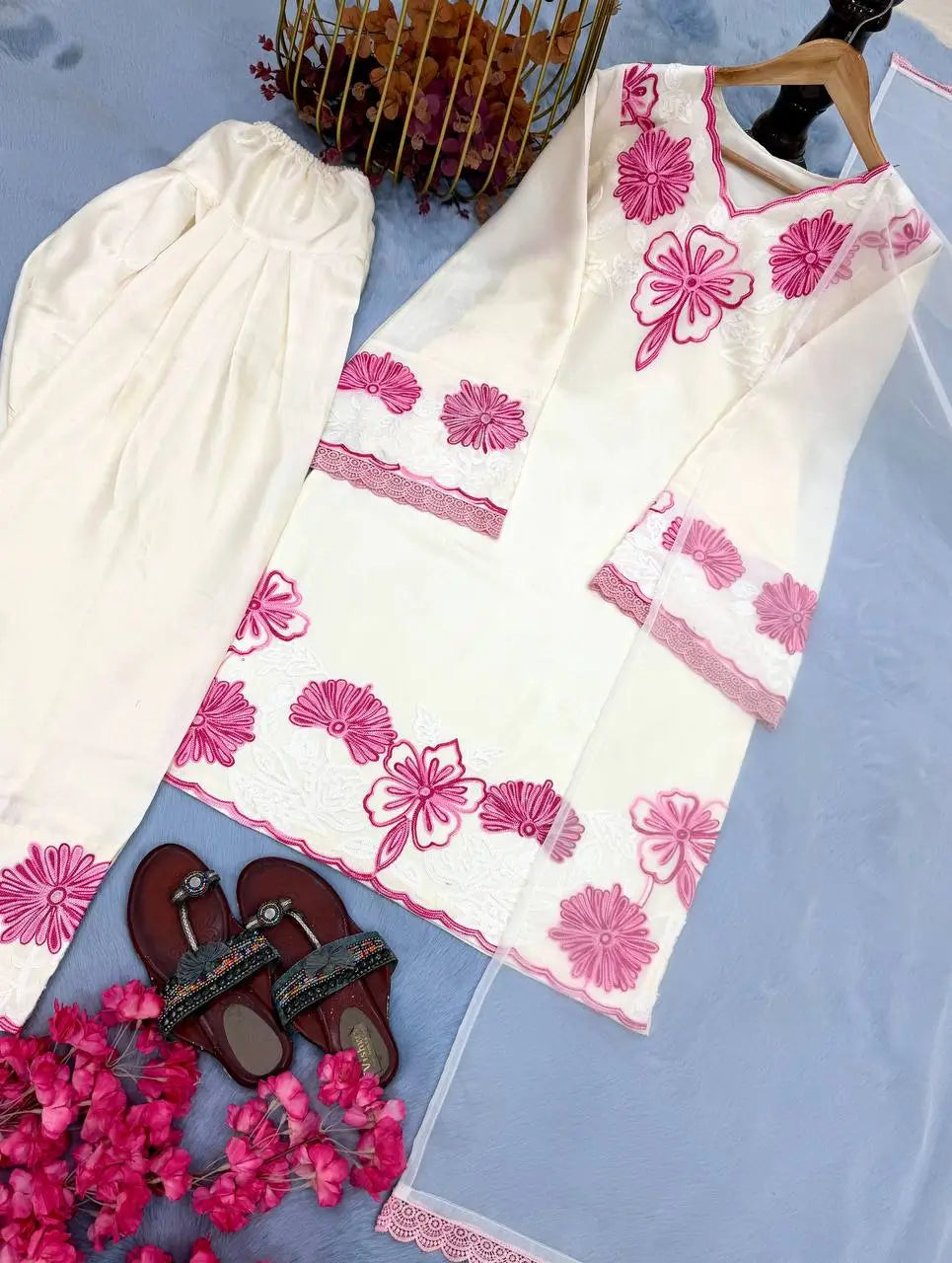 Embroidered Farshi Palazzo Suit Set for Festive and Family Occasions