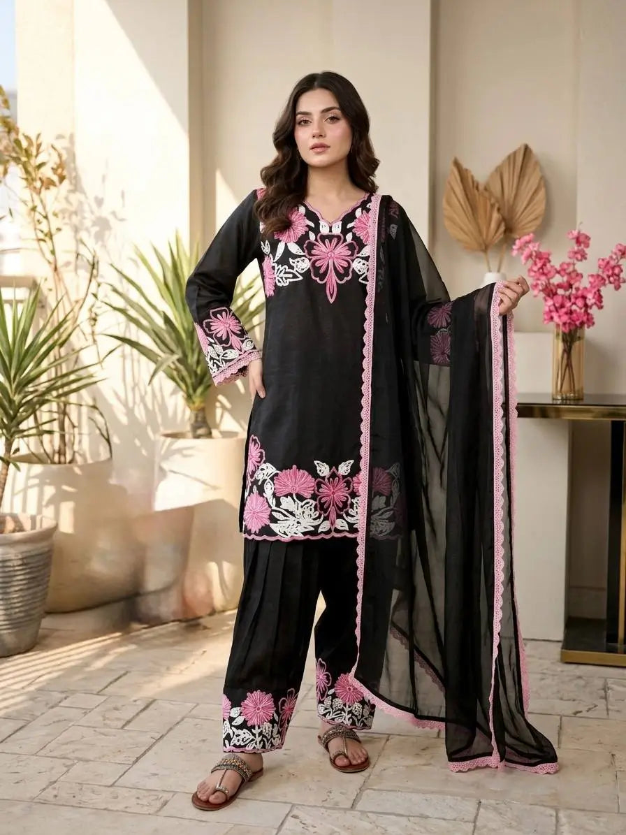 Embroidered Farshi Palazzo Suit Set for Festive and Family Occasions