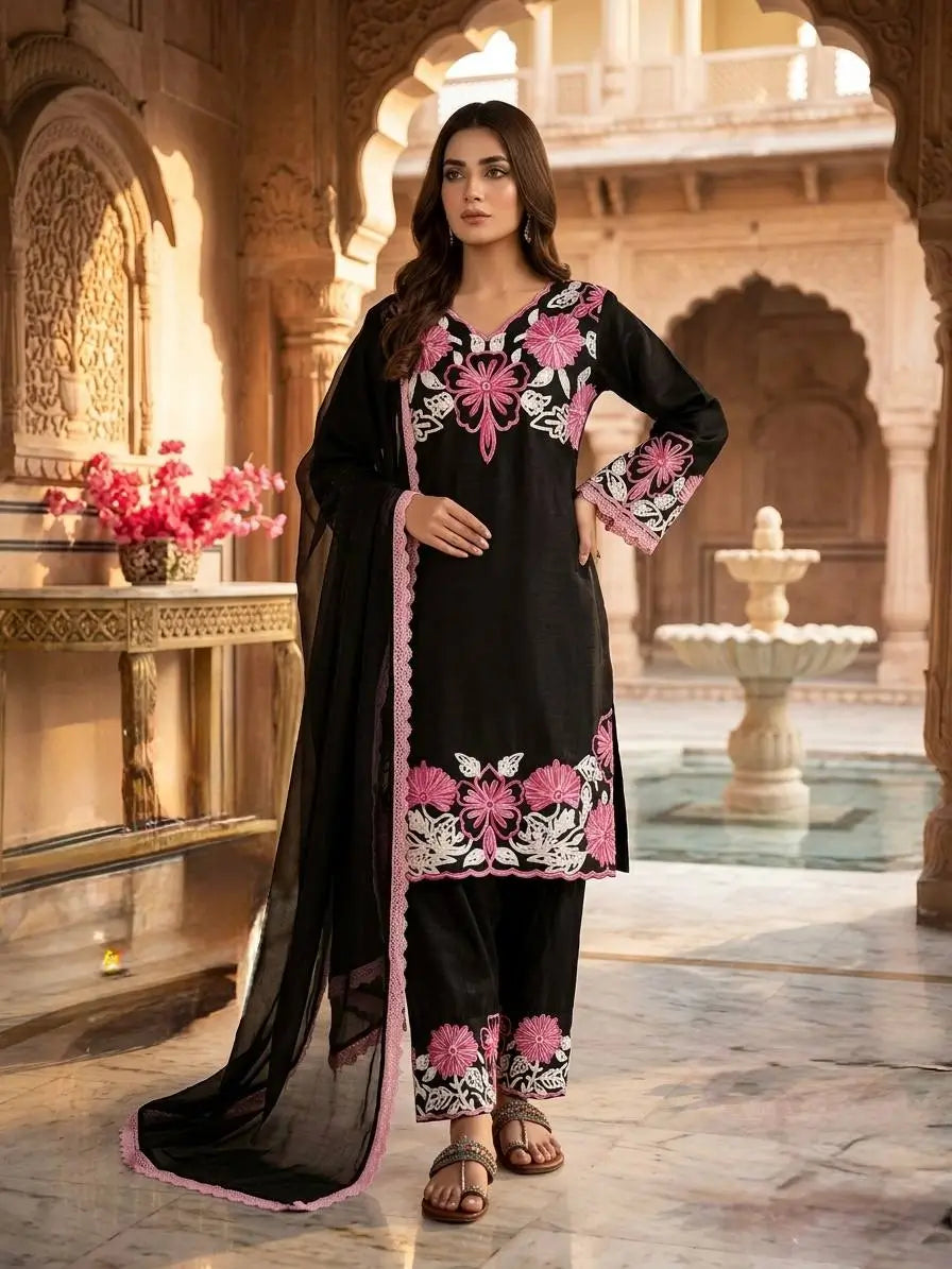 Embroidered Farshi Palazzo Suit Set for Festive and Family Occasions