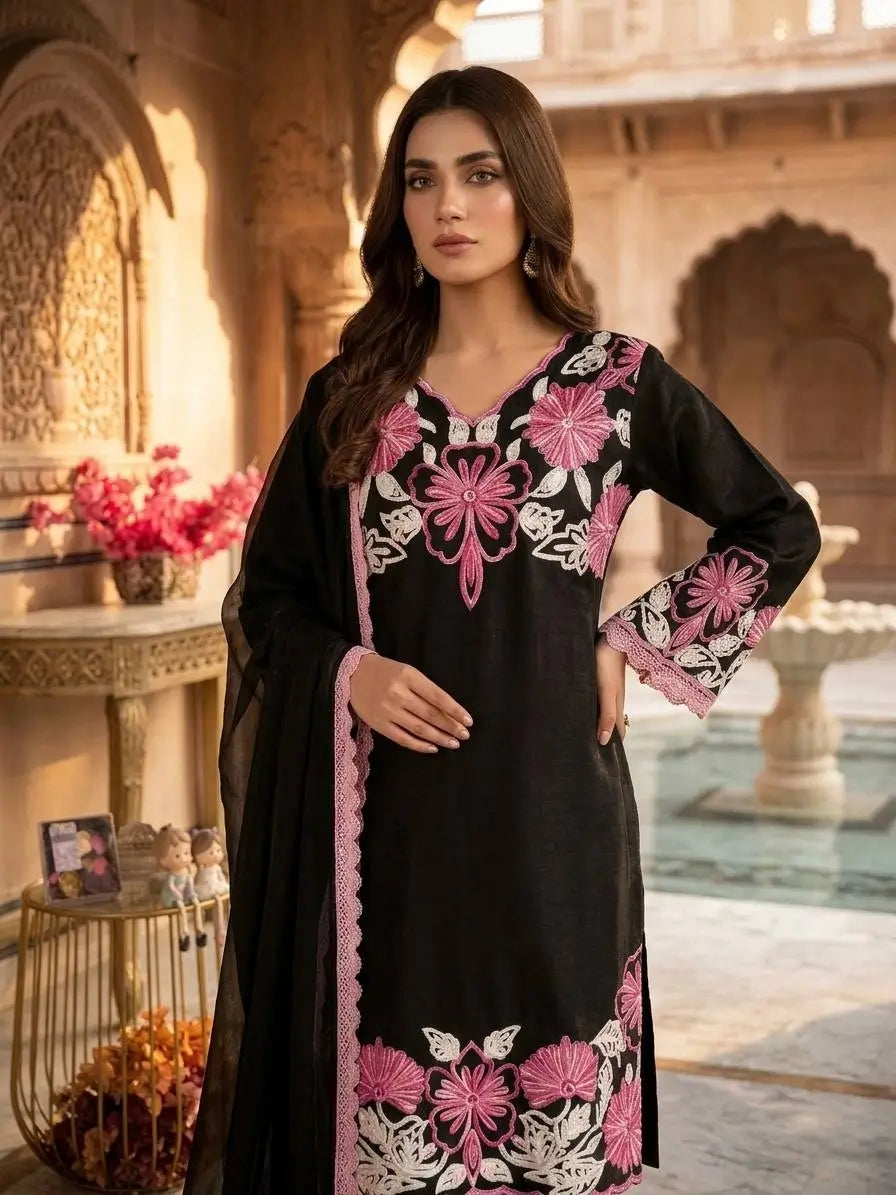 Embroidered Farshi Palazzo Suit Set for Festive and Family Occasions