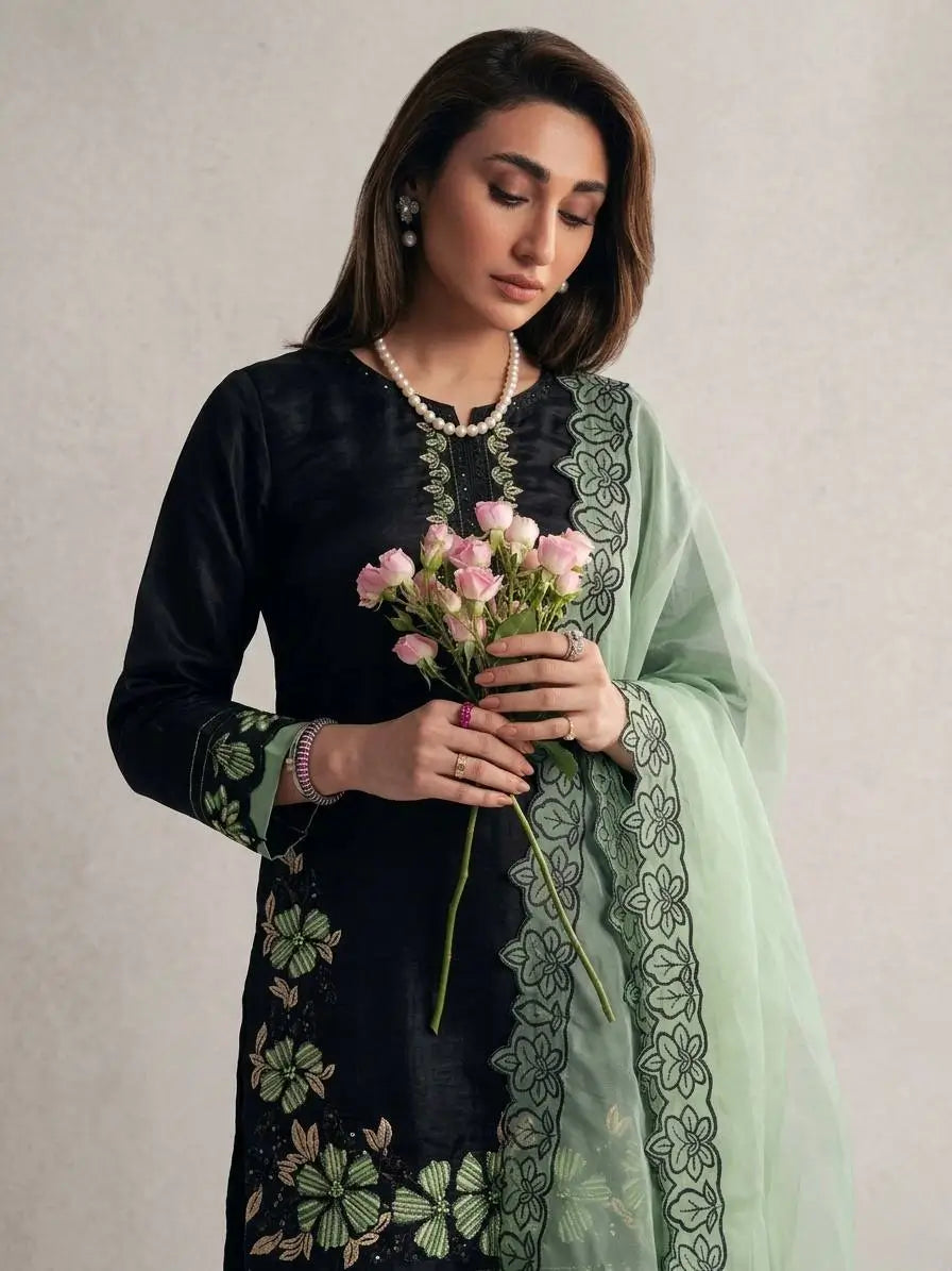 Embroidered Farshi Pant Suit Set for Festive and Wedding Wear