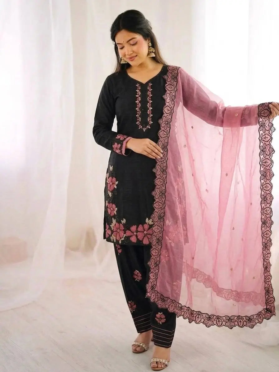 Embroidered Farshi Pant Suit Set for Festive and Wedding Wear