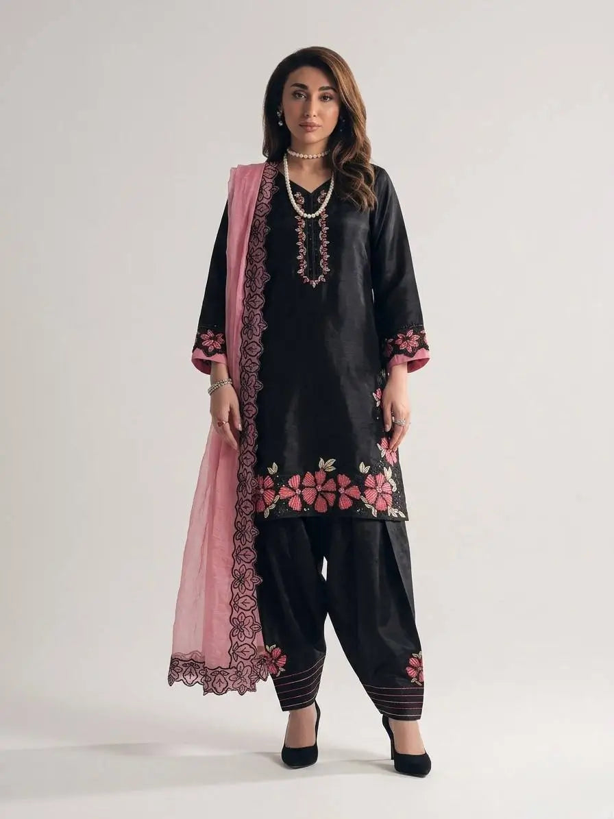 Embroidered Farshi Pant Suit Set for Festive and Wedding Wear