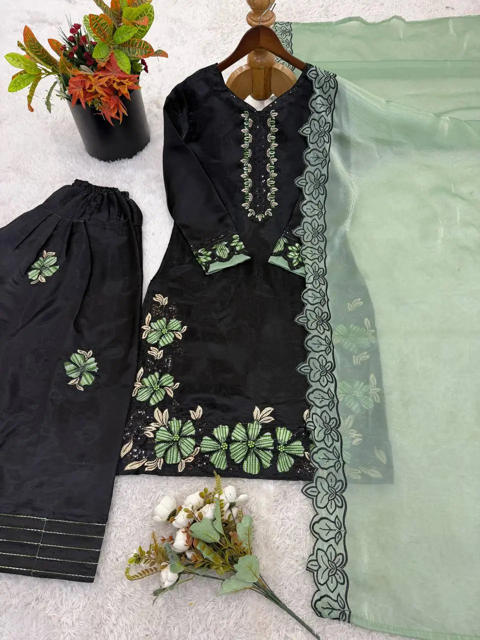 Embroidered Farshi Pant Suit Set for Festive and Wedding Wear