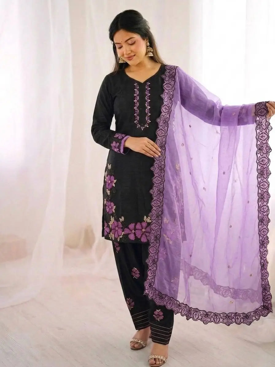 Embroidered Farshi Pant Suit Set for Festive and Wedding Wear
