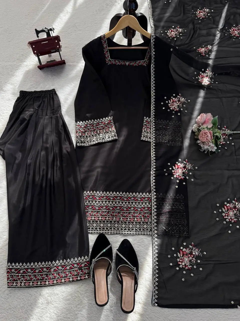 Embroidered Farshi Plazo Suit for Festive and Wedding Occasions