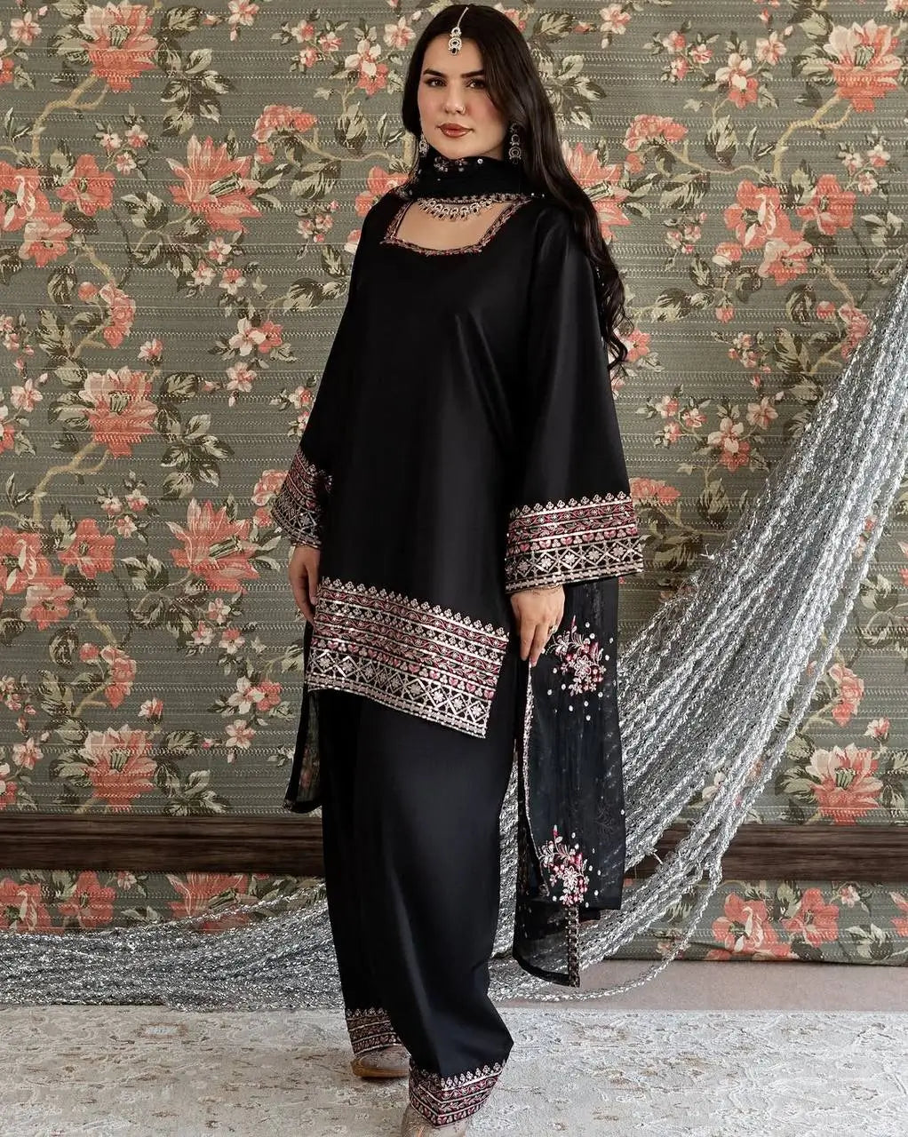 Embroidered Farshi Plazo Suit for Festive and Wedding Occasions