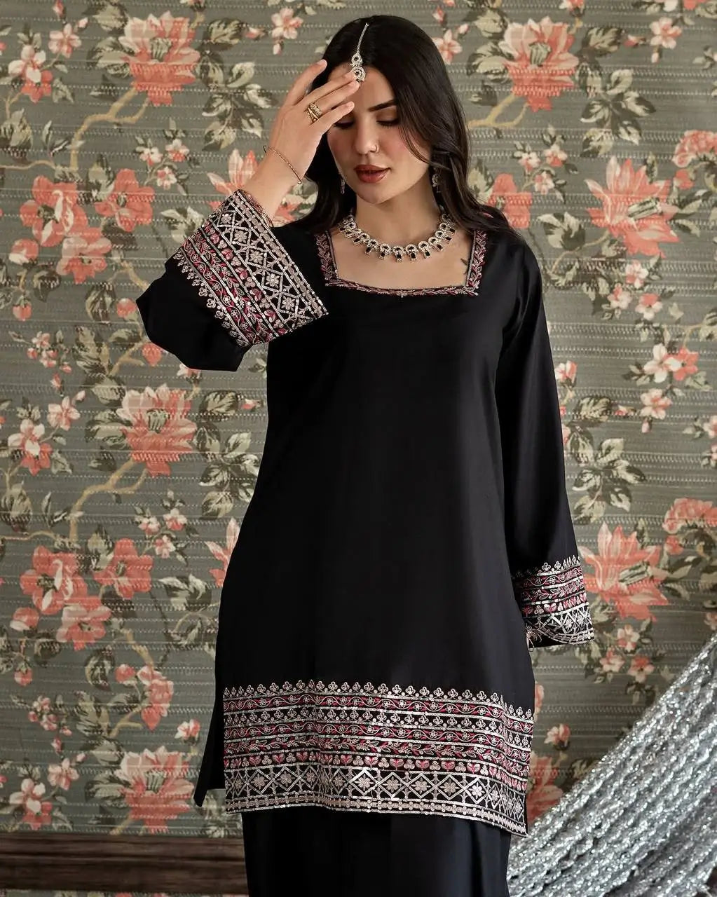 Embroidered Farshi Plazo Suit for Festive and Wedding Occasions