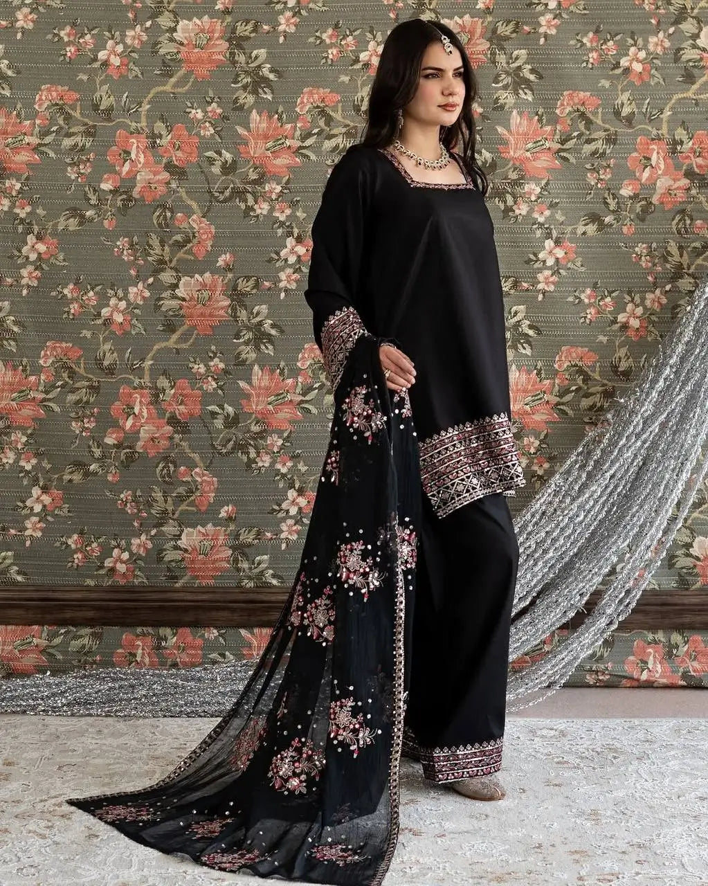 Embroidered Farshi Plazo Suit for Festive and Wedding Occasions