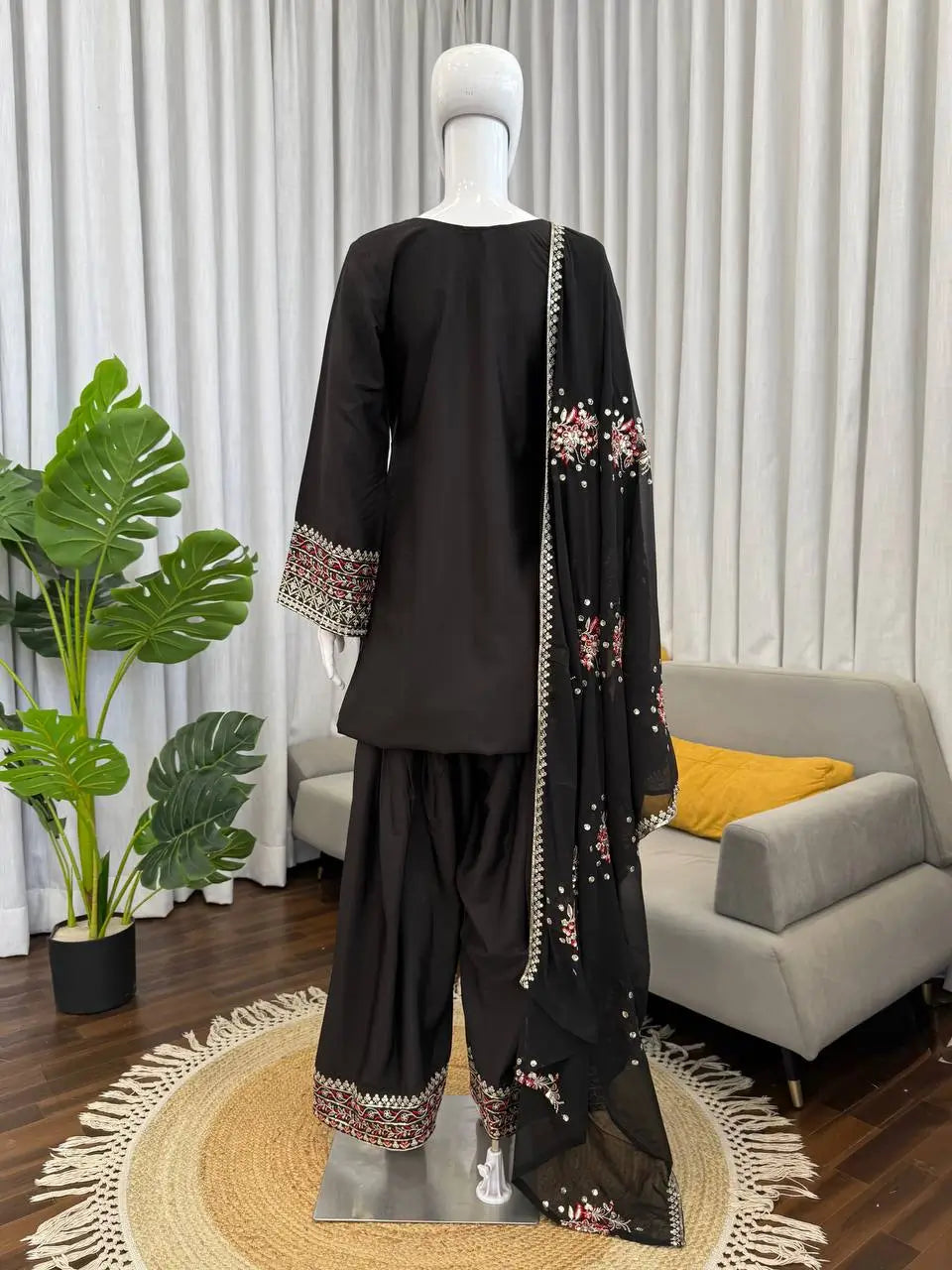 Embroidered Farshi Plazo Suit for Festive and Wedding Occasions
