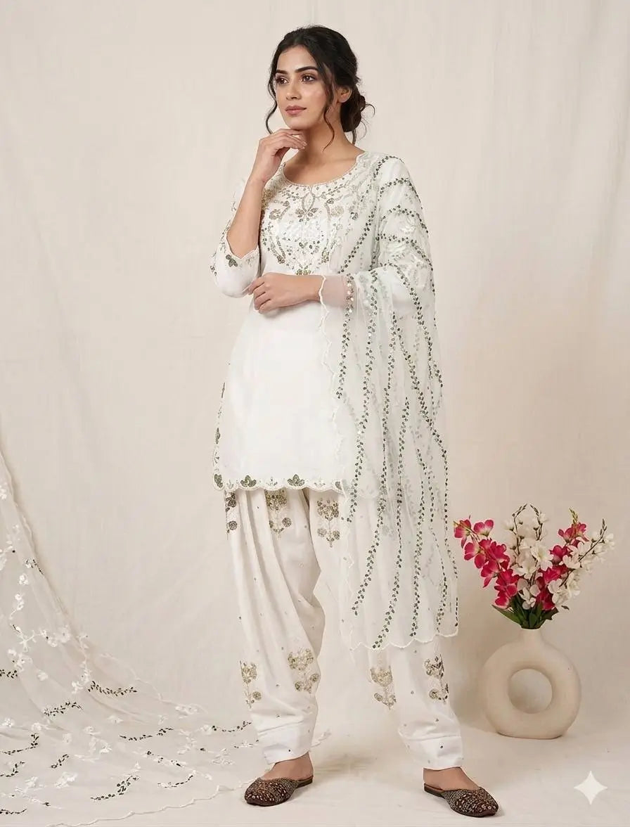 Embroidered Farshi Salwar Suit Set for Festive and Wedding Wear