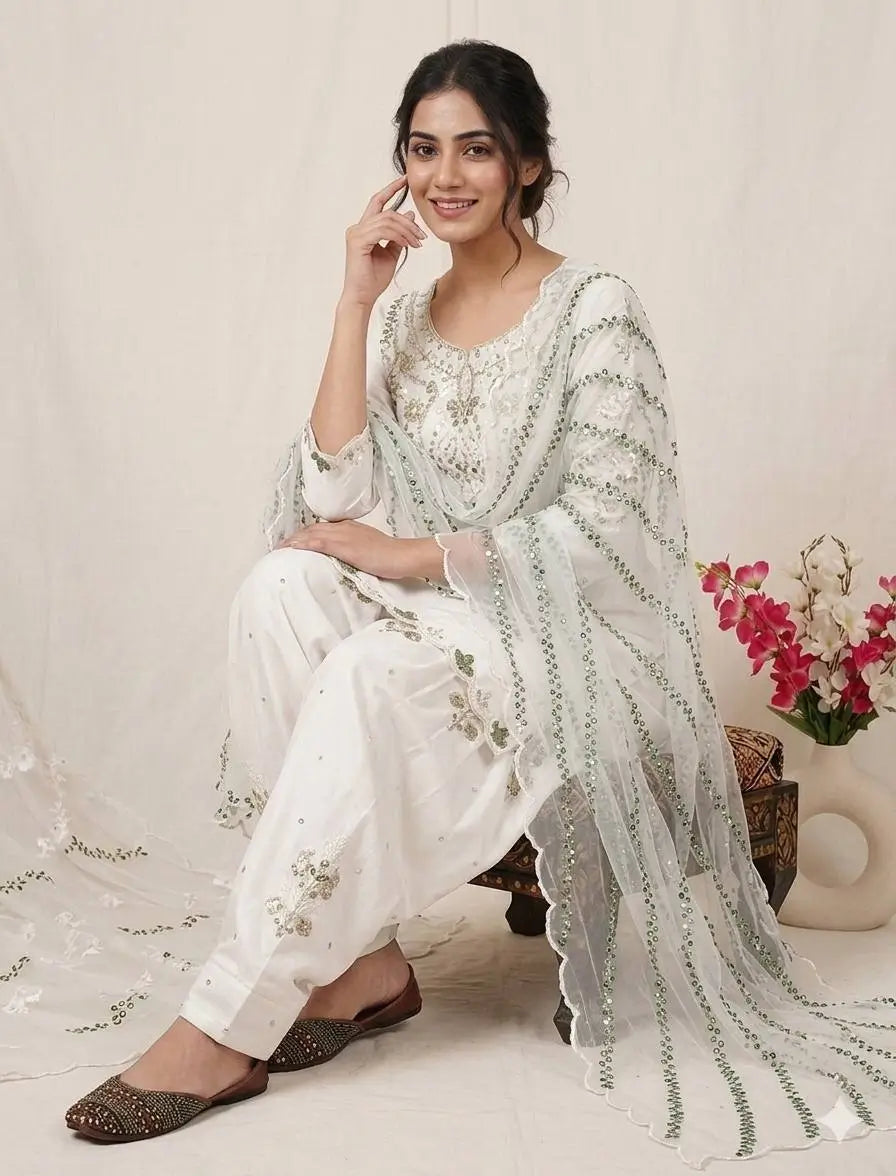 Embroidered Farshi Salwar Suit Set for Festive and Wedding Wear