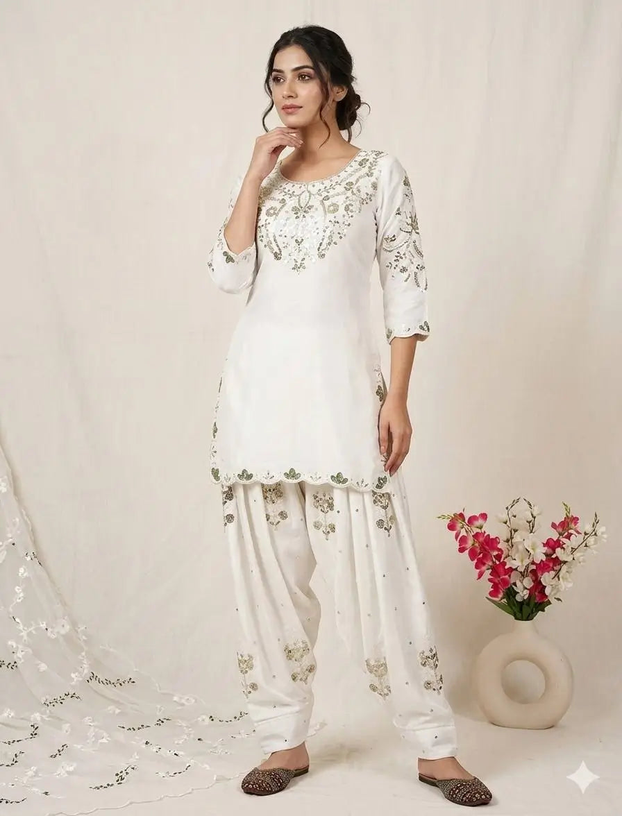 Embroidered Farshi Salwar Suit Set for Festive and Wedding Wear