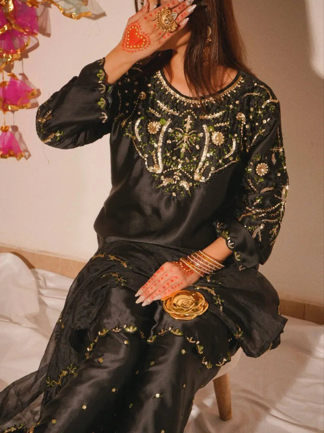 Embroidered Farshi Salwar Suit Set for Festive and Wedding Wear