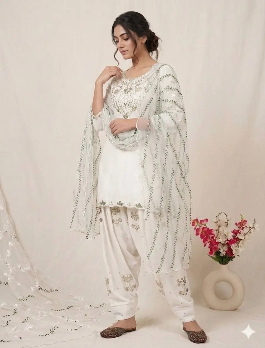 Embroidered Farshi Salwar Suit Set for Festive and Wedding Wear