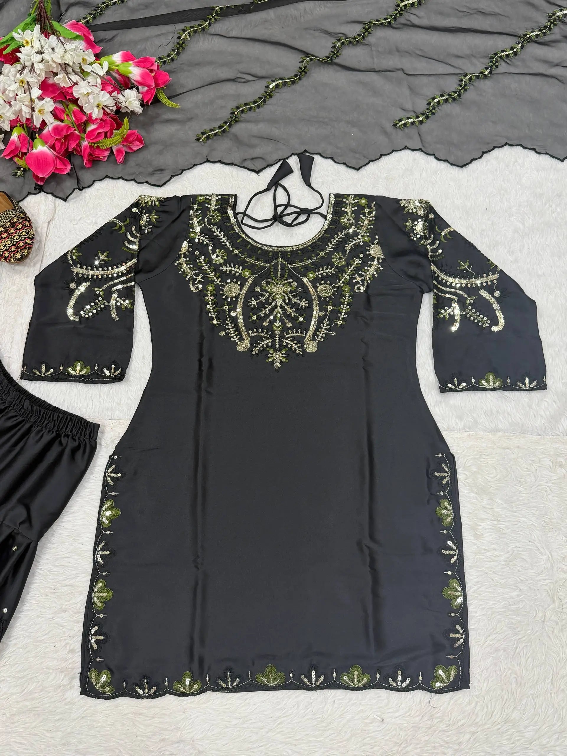 Embroidered Farshi Salwar Suit Set for Festive and Wedding Wear