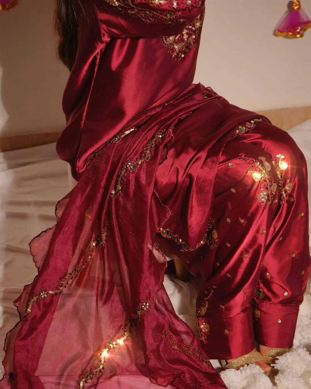 Embroidered Farshi Salwar Suit Set for Festive and Wedding Wear