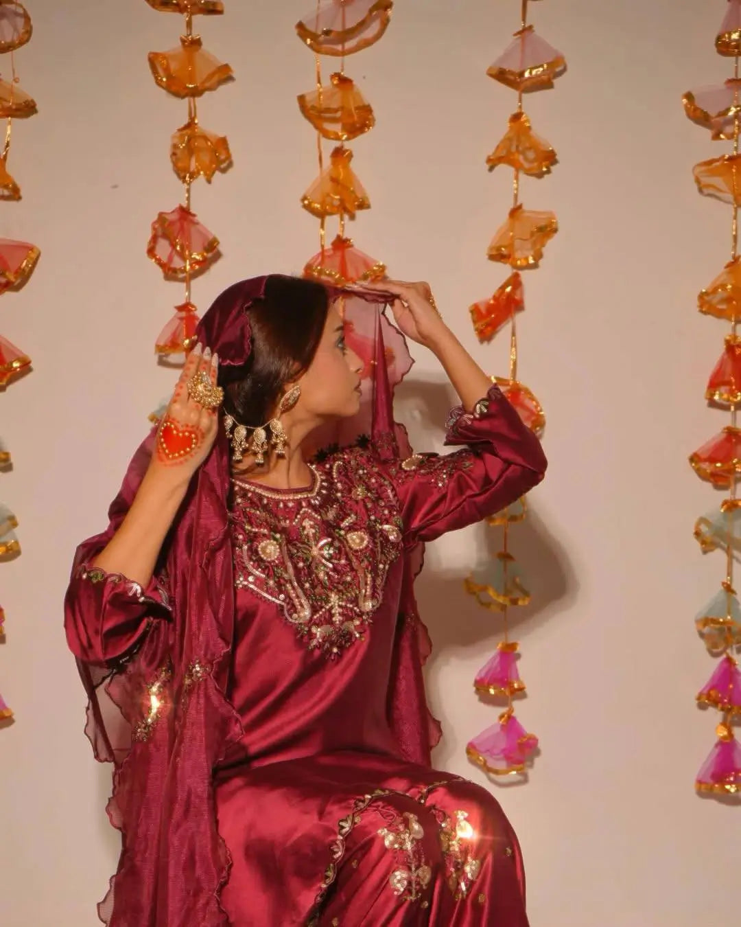 Embroidered Farshi Salwar Suit Set for Festive and Wedding Wear