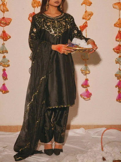 Embroidered Farshi Salwar Suit Set for Festive and Wedding Wear