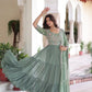 Embroidered Faux Blooming Anarkali Gown Set