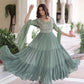 Embroidered Faux Blooming Anarkali Gown Set