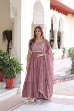 Embroidered Faux Blooming Anarkali Gown Set