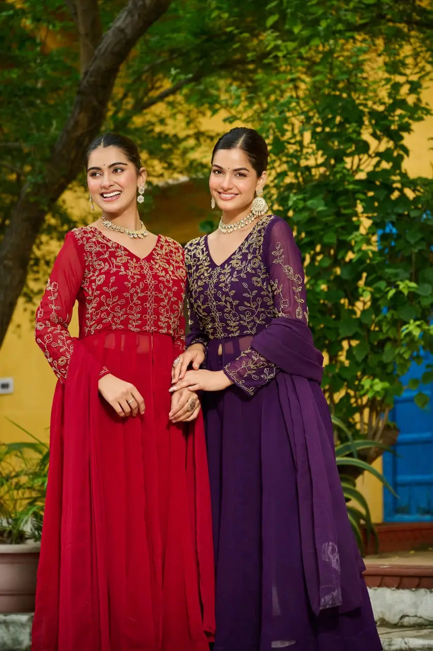 Embroidered Faux Blooming Anarkali Suit Set