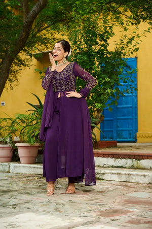 Embroidered Faux Blooming Anarkali Suit Set