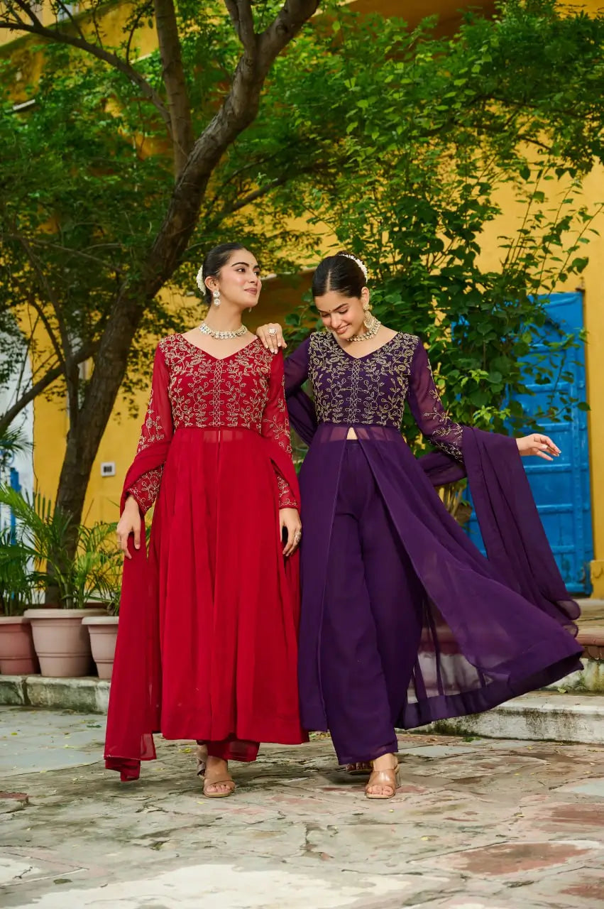 Embroidered Faux Blooming Anarkali Suit Set