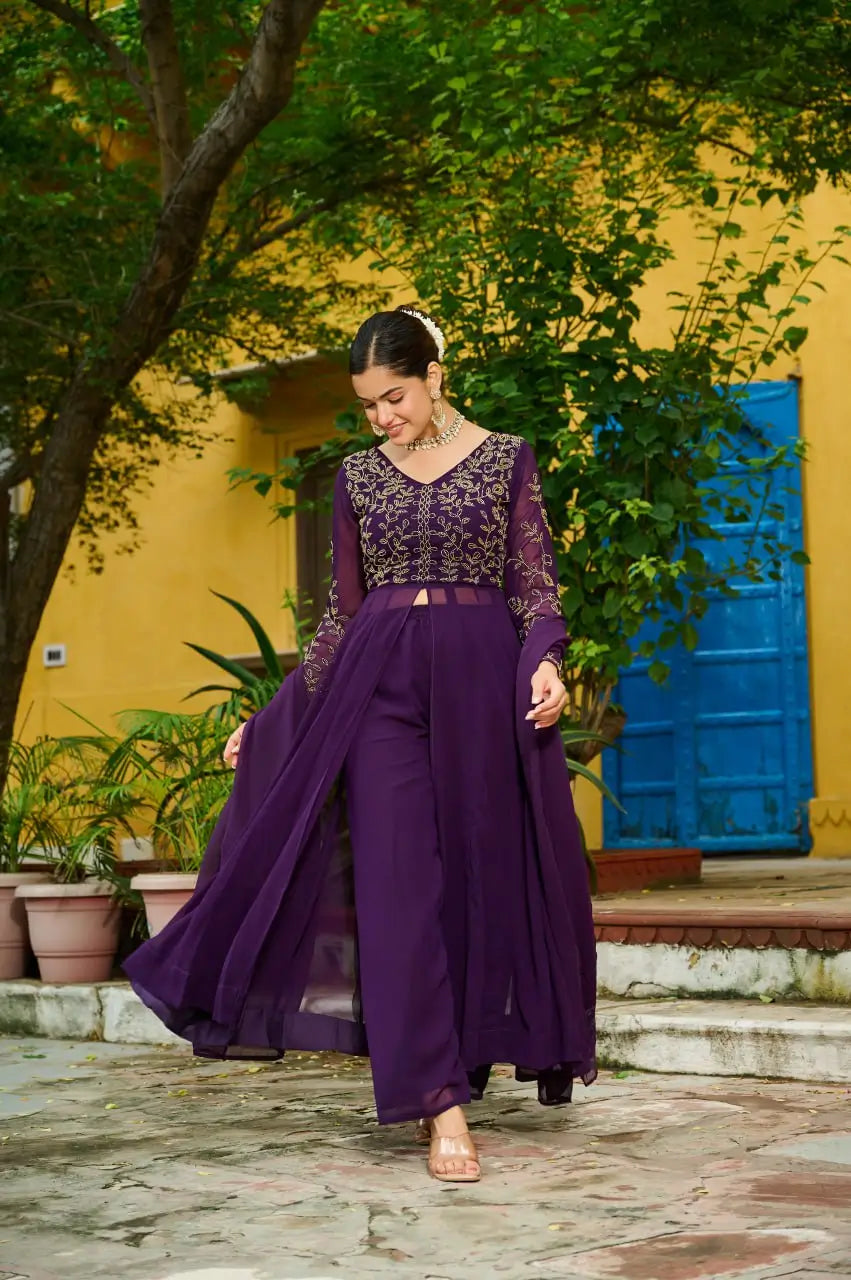 Embroidered Faux Blooming Anarkali Suit Set