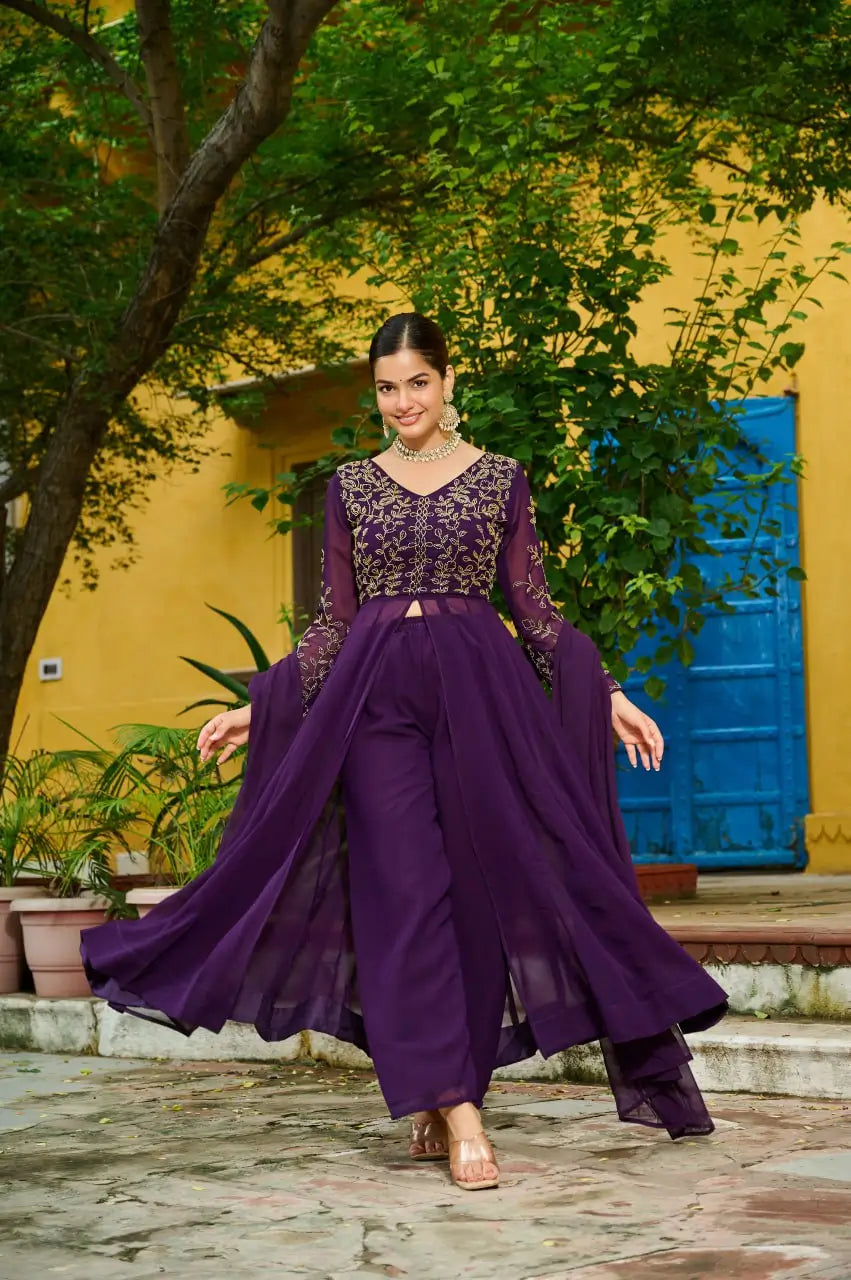 Embroidered Faux Blooming Anarkali Suit Set