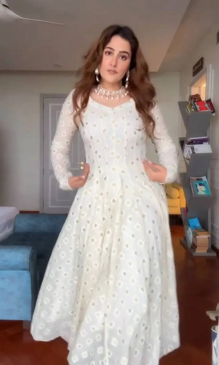 Embroidered Faux Blooming Anarkali Suit Set with Dupatta