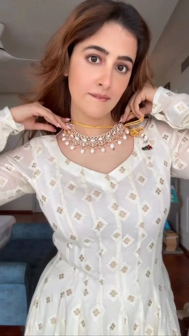 Embroidered Faux Blooming Anarkali Suit Set with Dupatta