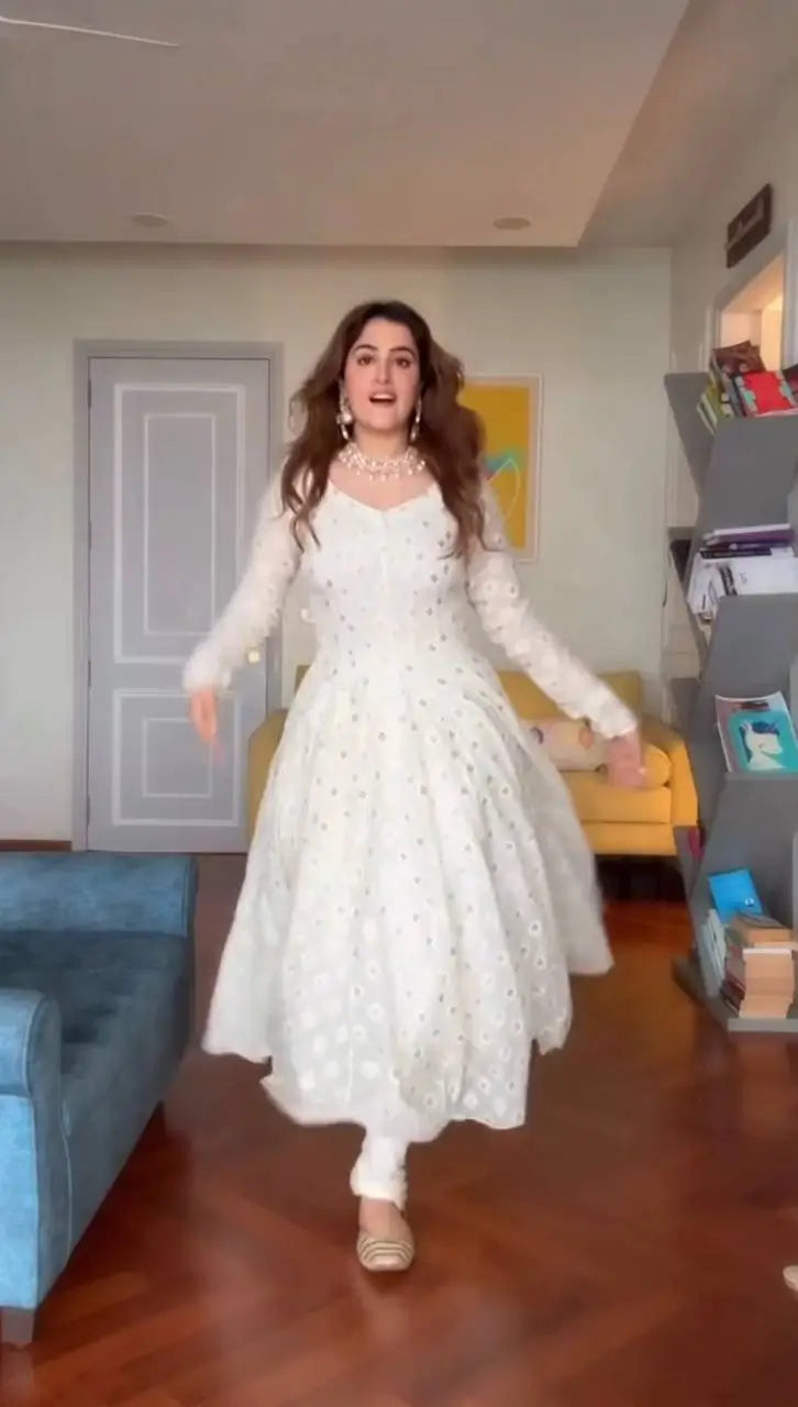 Embroidered Faux Blooming Anarkali Suit Set with Dupatta