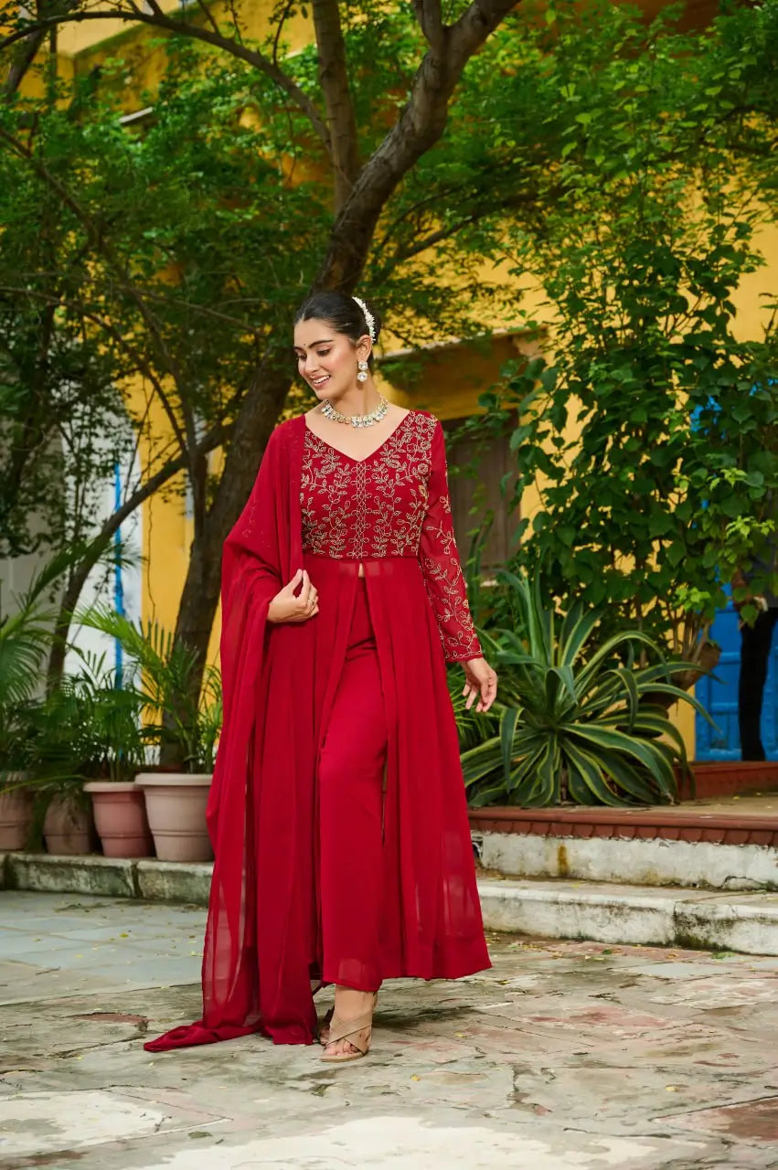 Embroidered Faux Blooming Anarkali Suit Set