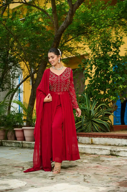 Embroidered Faux Blooming Anarkali Suit Set