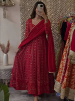 Embroidered Faux Blooming Gown Set with Dupatta