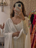 Embroidered Faux Blooming Gown Set with Dupatta