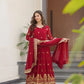 Embroidered Faux Blooming Gown with Dupatta