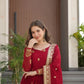 Embroidered Faux Blooming Gown with Dupatta