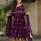 Embroidered Faux Blooming Gown with Dupatta