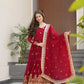 Embroidered Faux Blooming Gown with Dupatta