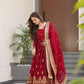 Embroidered Faux Blooming Gown with Dupatta