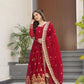 Embroidered Faux Blooming Gown with Dupatta