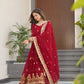 Embroidered Faux Blooming Gown with Dupatta