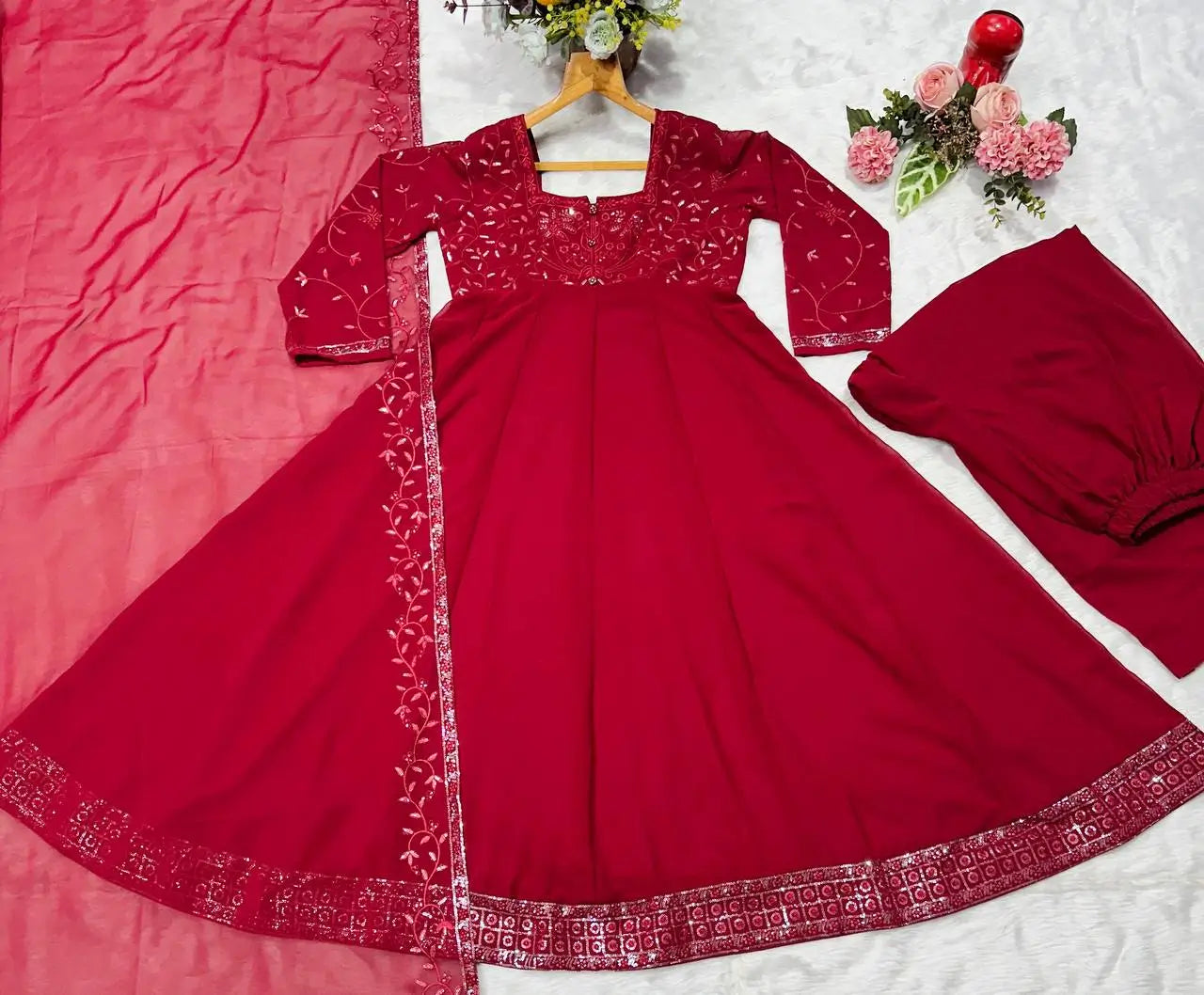 Embroidered Faux Blooming Sharara Set