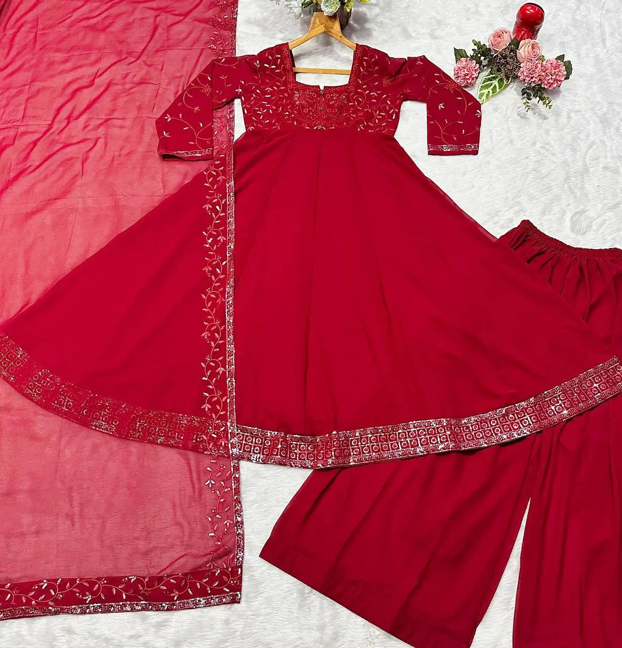 Embroidered Faux Blooming Sharara Set