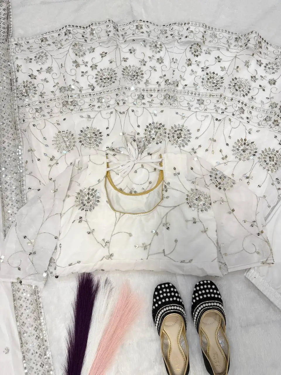 Embroidered Faux Georgette Anarkali Gown Set