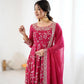 Embroidered Faux Georgette Anarkali Gown Set with Dupatta